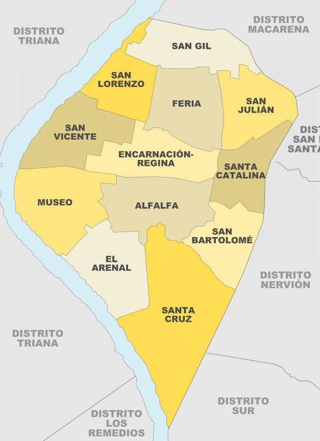 Plan des quartiers de Seville