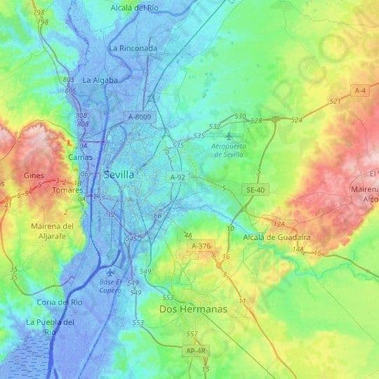 Plan de l'altitude de Seville
