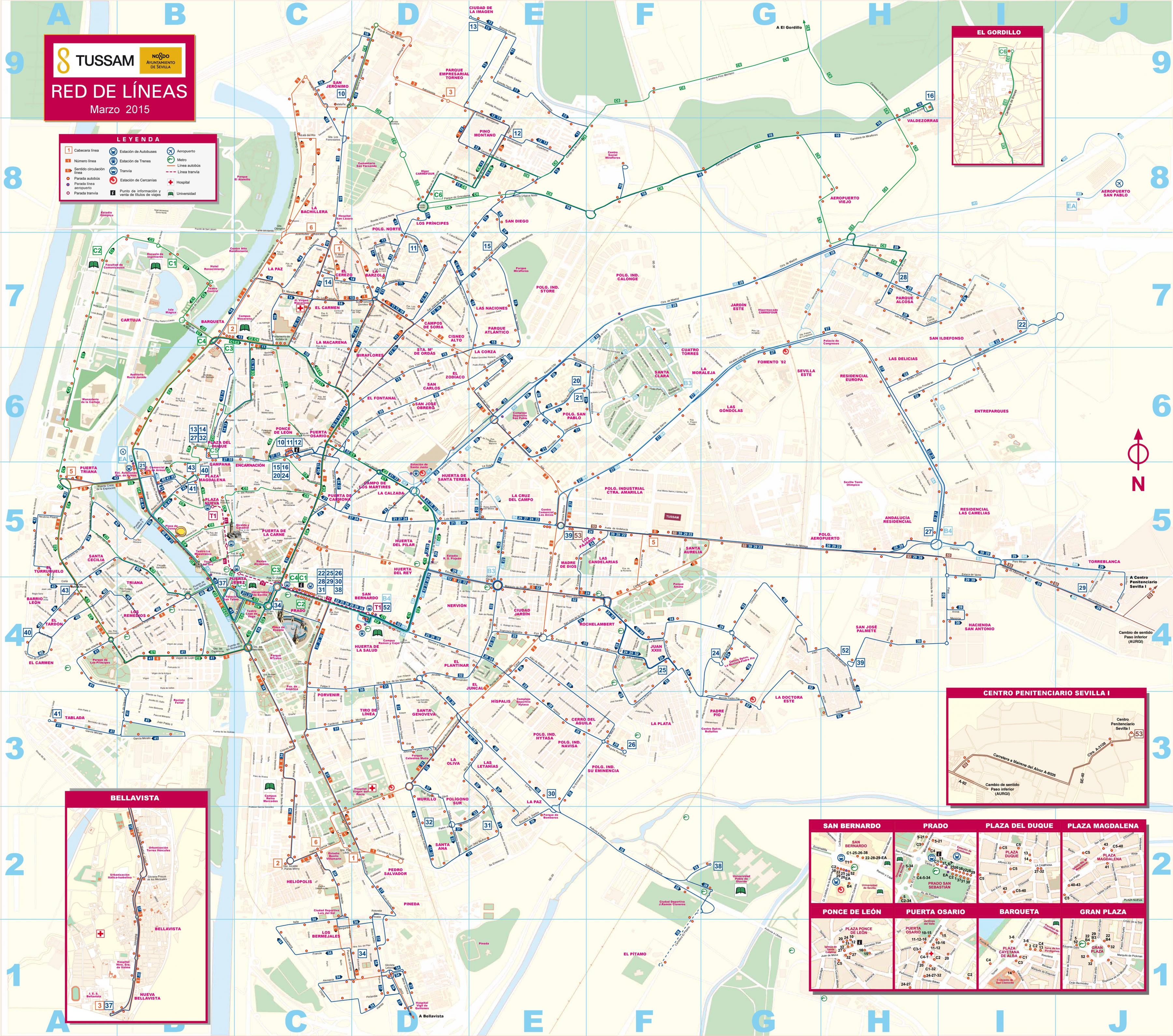 Plan Et Carte Des Transports De Seville Transport Public Et Zones De