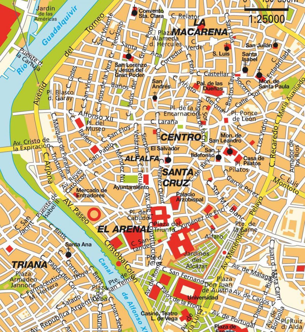 Plan du centre ville de Seville