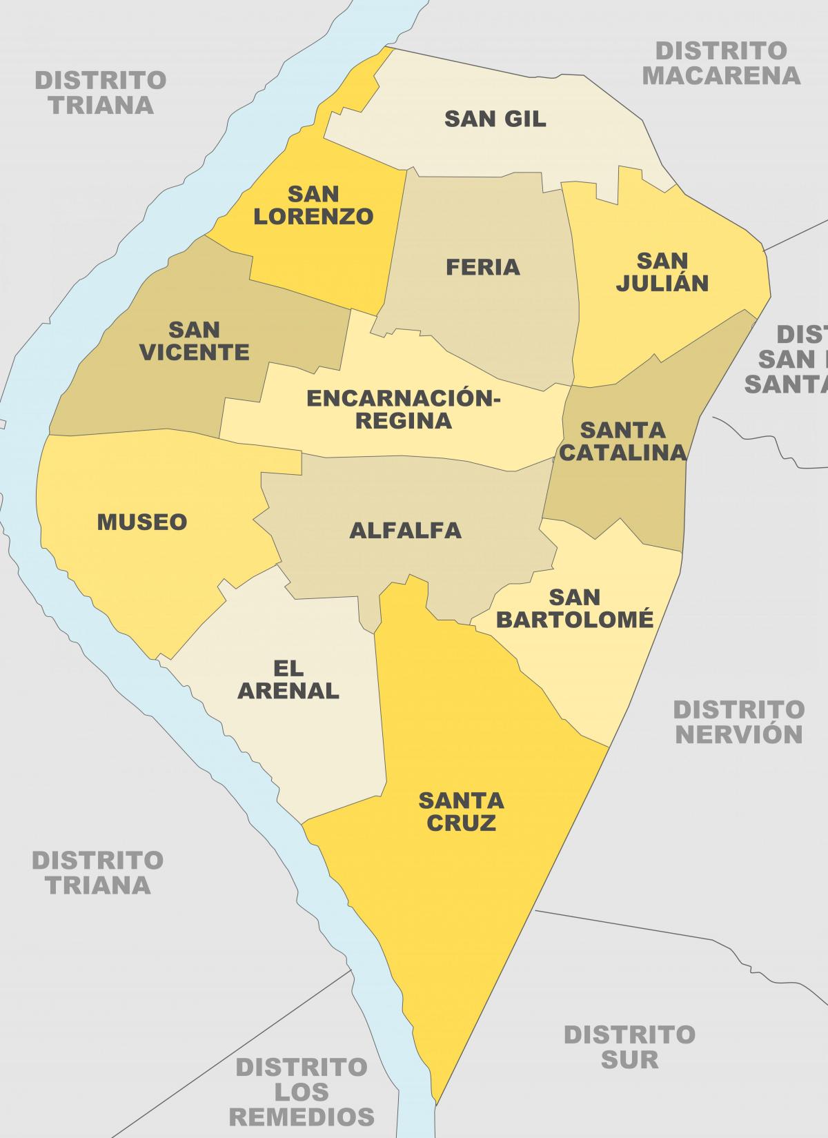 Plan des quartiers de Seville