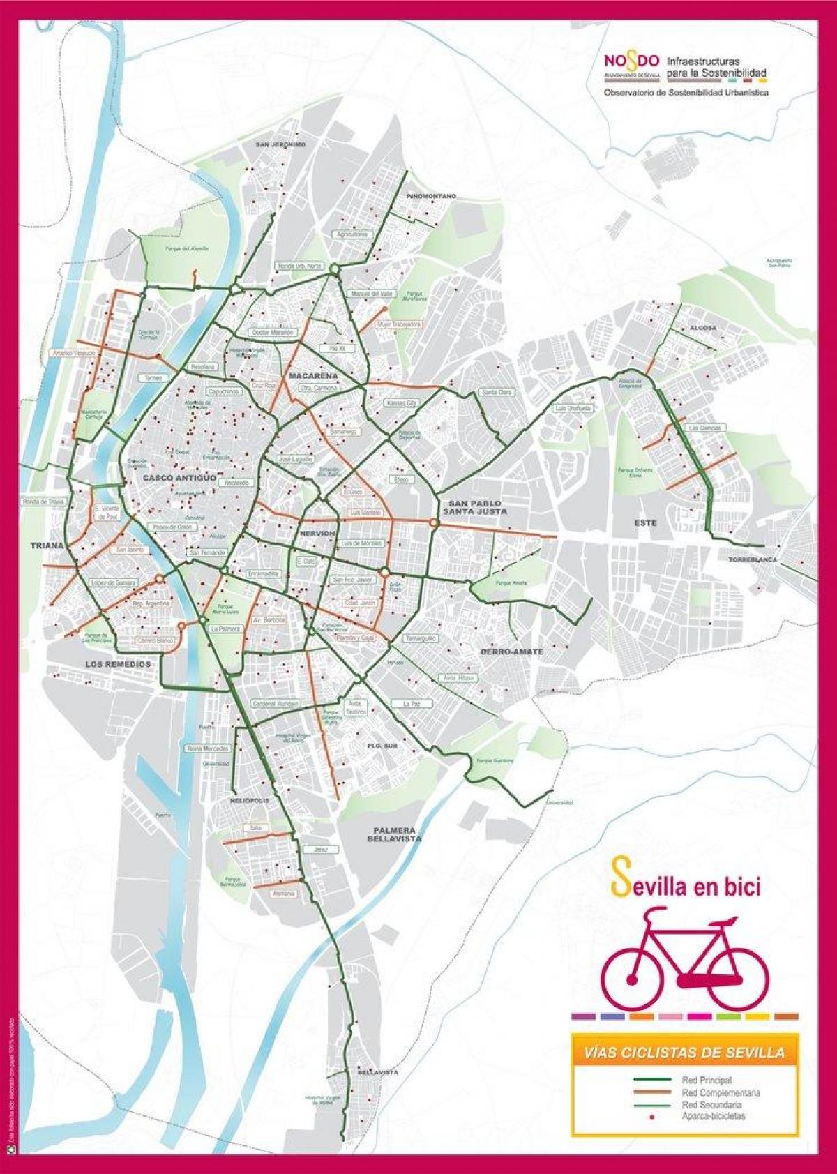 Plan des pistes cyclables de Seville